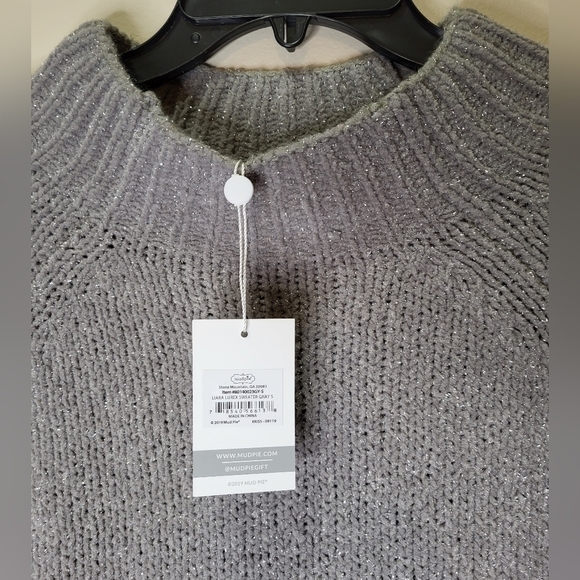 NWT Mudpie small gray mock neck bishop sleeves - Picture 9 of 13
